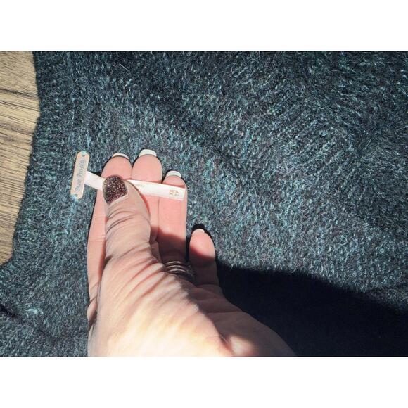 Free People Dark Green Karina Faux Wrap V-Neck Knit Sweater xs - Picture 3 of 5